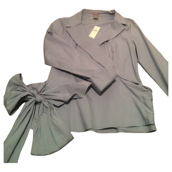 NWT Ann Taylor Dress Wrap Blouse with long tie bow size 4 - Picture 1 of 8